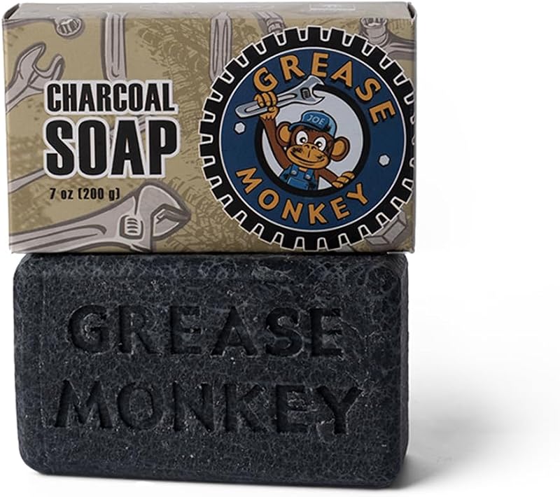 Bali Soap Grease Monkey Sabonete em Barra com Carvão Ativado, Sândalo e Hortelã-pimenta, 200 g