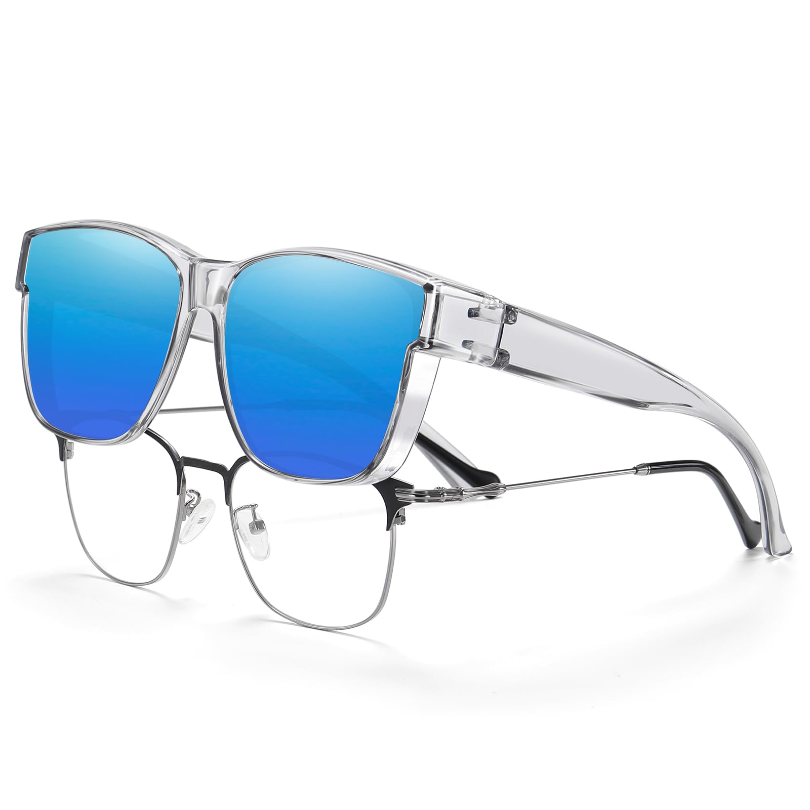 HAOLOTA Fit Over Sunglasses-Polarized for Driving Men, Stylish Square Fashionable Prescription Sunglasses UV400 Protection