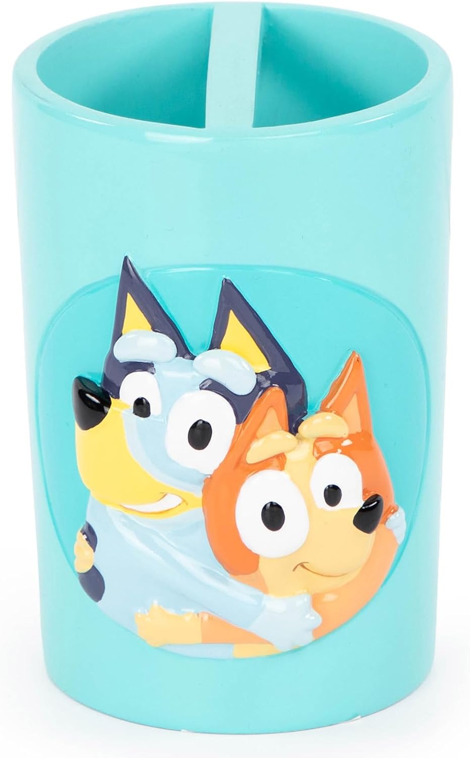 Jay Franco Bluey Toothbrush Holder - Blue Resin Pencil Holder/Bathroom Tumbler Features Bluey & Bingo - Fun Toothbrush Holder for Kids