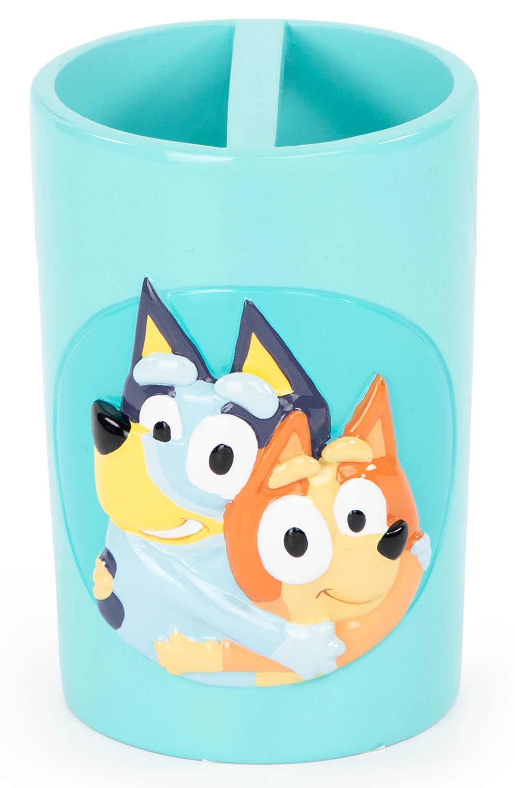 Jay Franco Bluey Toothbrush Holder - Blue Resin Pencil Holder/Bathroom Tumbler Features Bluey & Bingo - Fun Toothbrush Holder for Kids