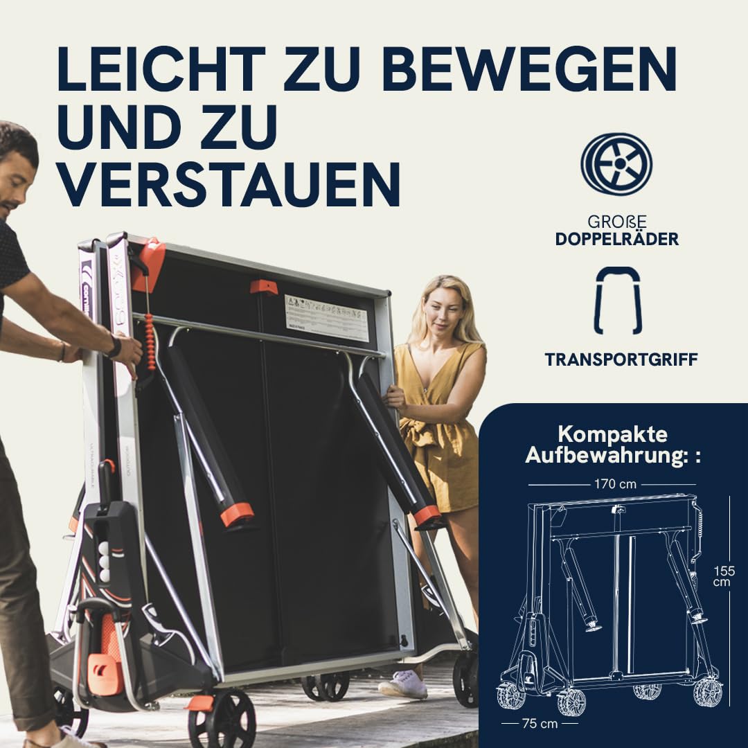 CORNILLEAU 600X - Outdoor Tischtennisplatte - Hochwertig und funktional - 7 mm Melaminharzplatte - Turnierqualität - Klappbar - Wetterfest - Robust - Schwarz oder Blau