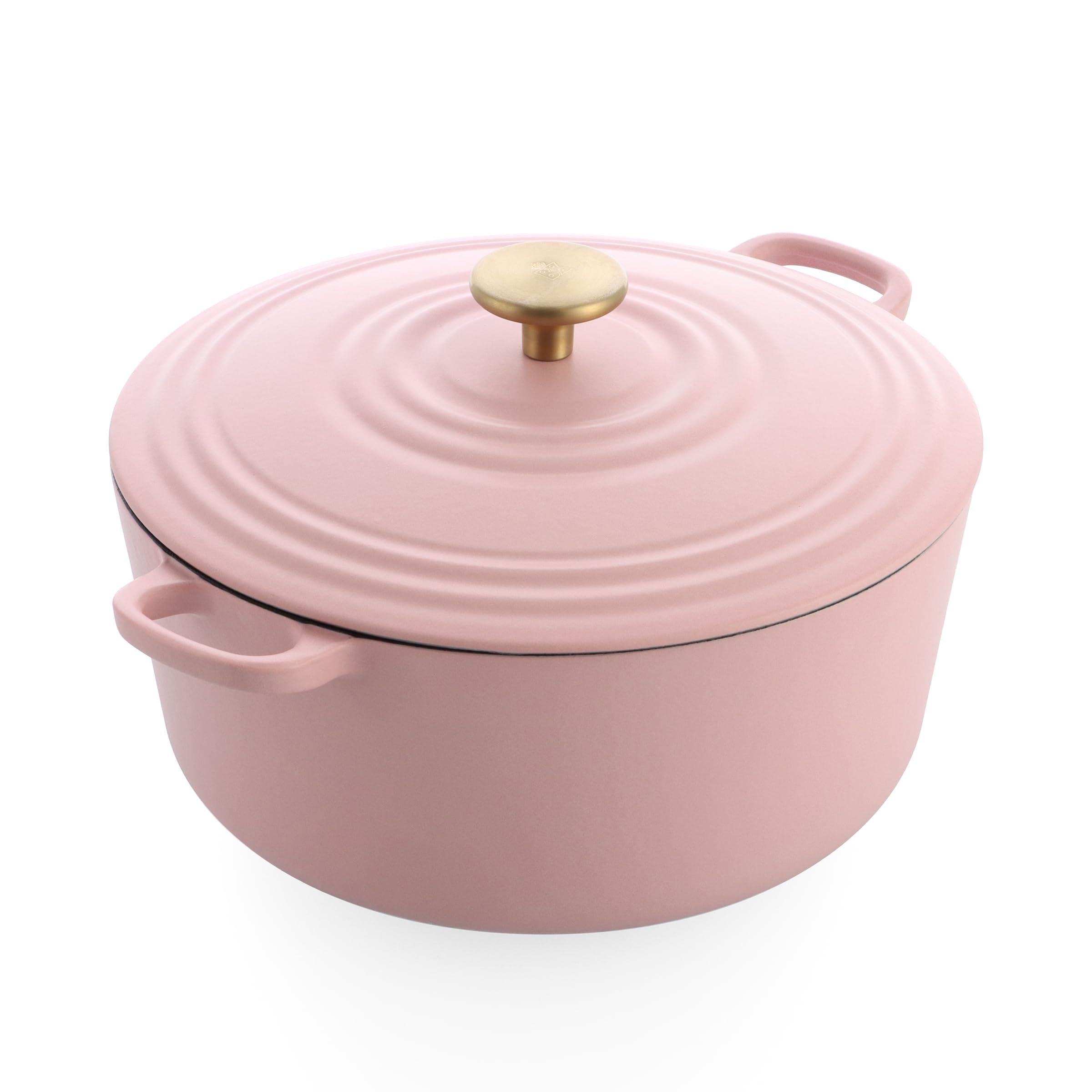 BK Cookware Bourgogne Cocotte à induction, en fonte émaillée avec couvercle, passe au four et au lave-vaisselle, 28 cm/6,7 l, rose pâle