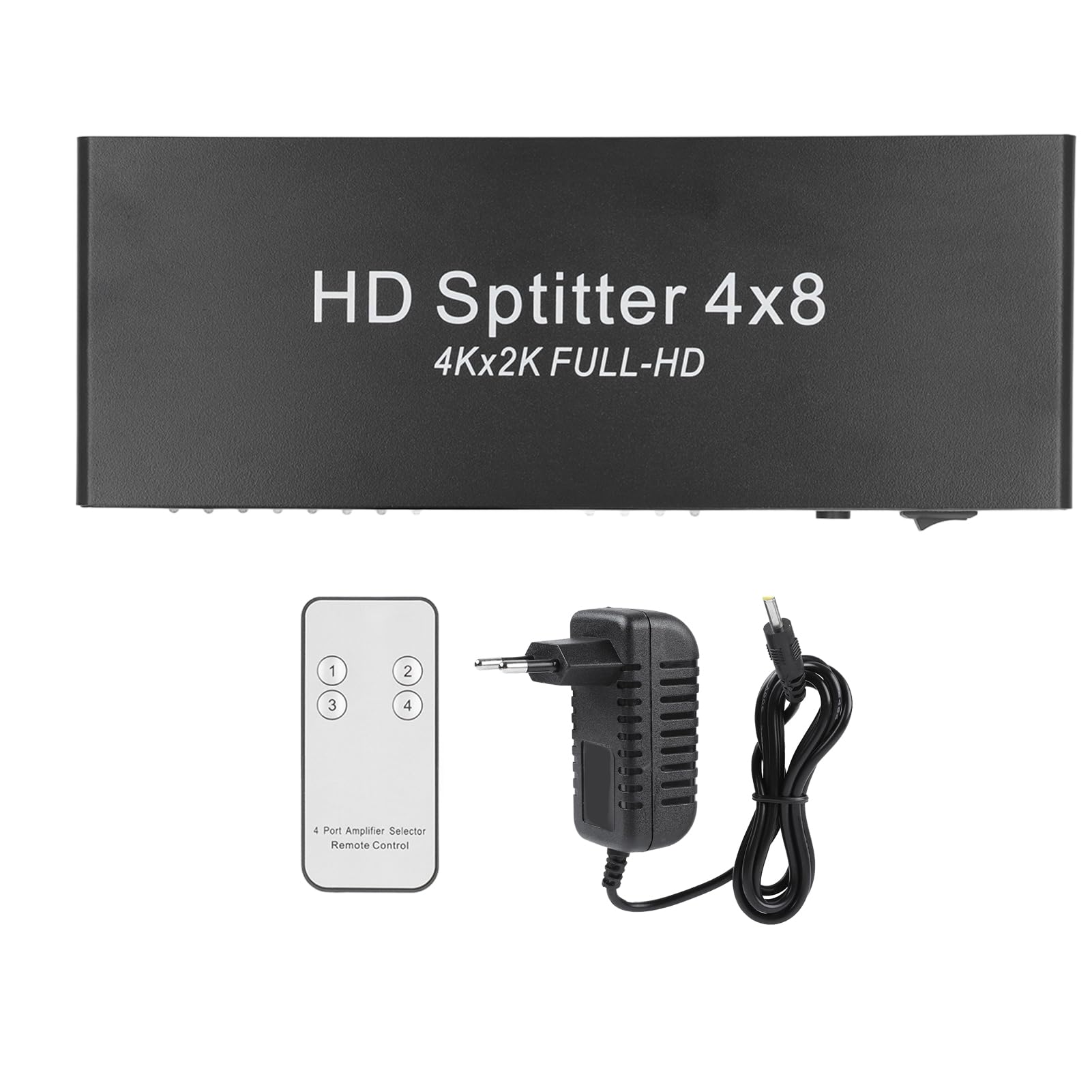HDMI 4K 4 Ingressi 8 Uscite, Commutatore Splitter HDMI 4x8 con Telecomando, Selettore HDMI a 4 Porte Supporto HDMI1.4, per Proiettore, per, per, per TV (Spina