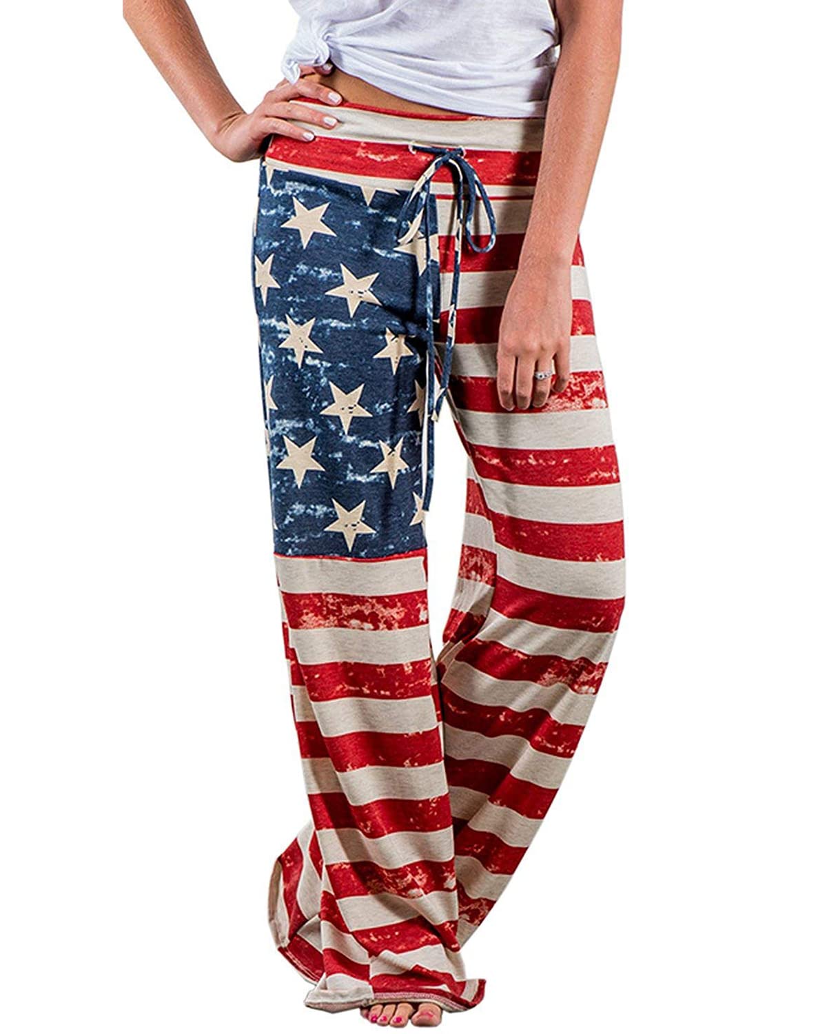 NEWCOSPLAY Women's Comfy Pajama Drawstring Wide Leg Pants
