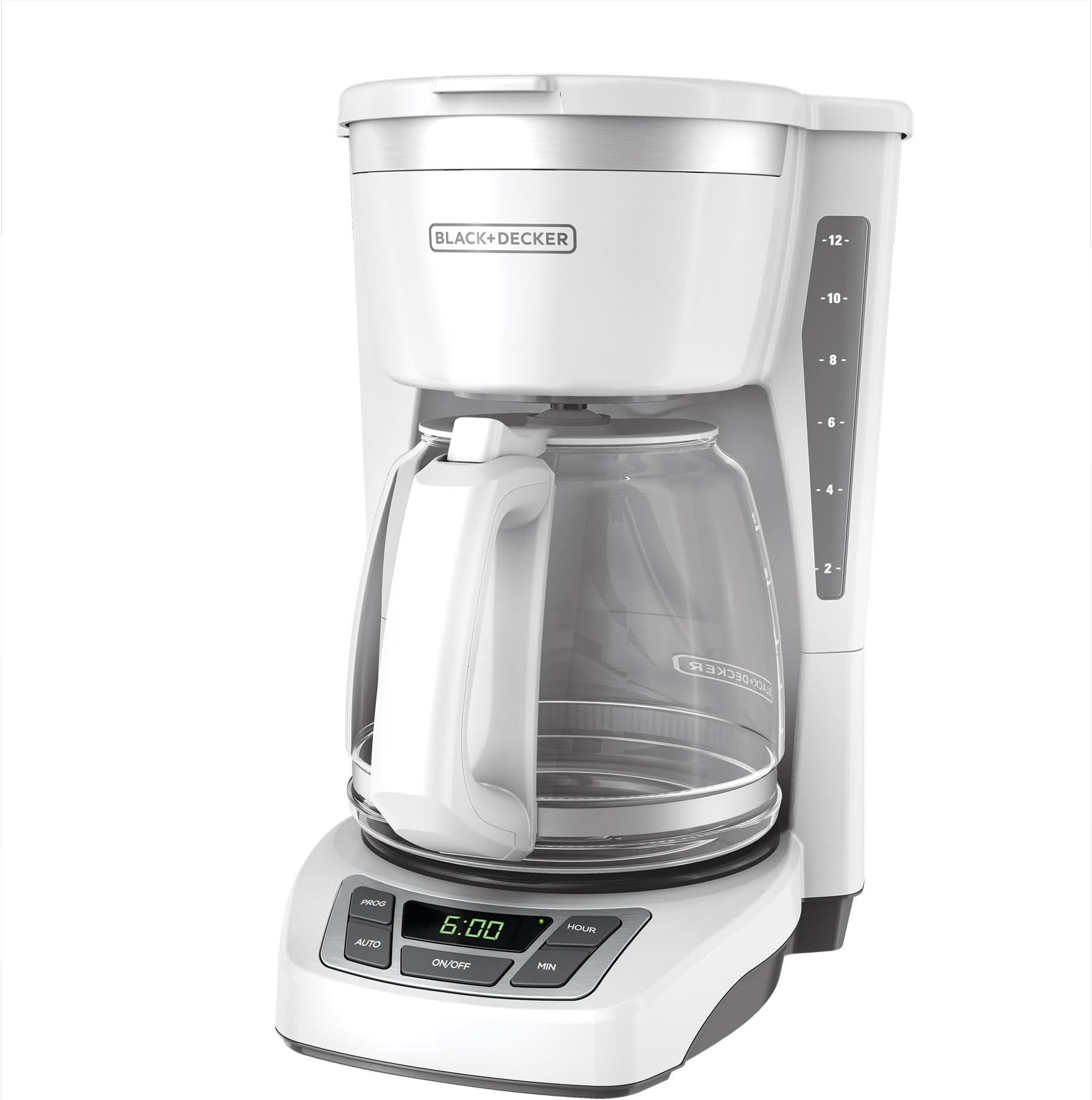 BLACK+DECKER CM1160W-1 CM1160W 12-Cup Programmable Coffeemaker, White/Stainless Steel