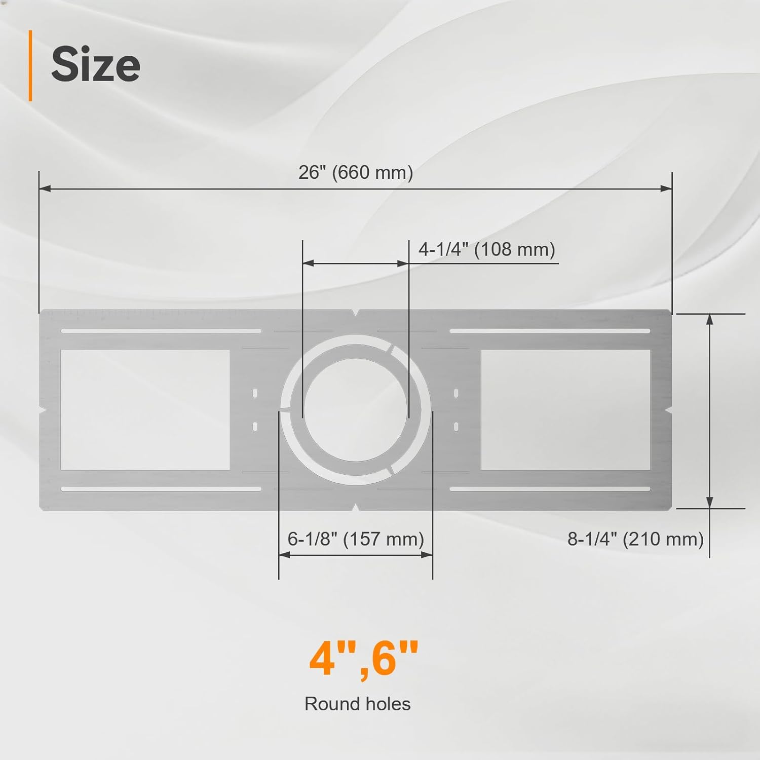 New Construction Mounting Plate with Round Hole - 4/6 Inch Flat Steel Rough in Wafer Light Bracket, LED Recessed Lighting Housing, 24 Pack