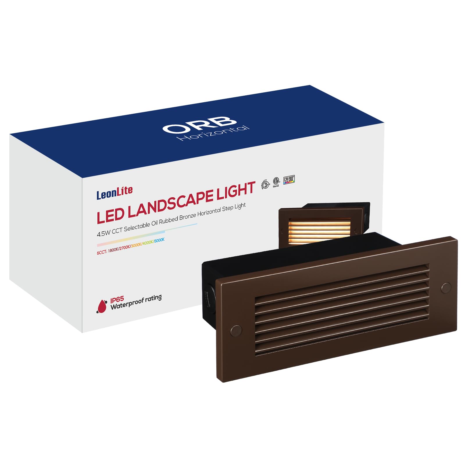 LEONLITE Update 5CCT LED Step Lights 120V-277V, Dimmable 4.5W 300LM Anti-Glare LED Deck Steps Stair Lights Outdoor, 1800K2700K3000K4000K5000K, CRI 90 & ETL, IP65 Waterproof, Oil Rubbed Bronze