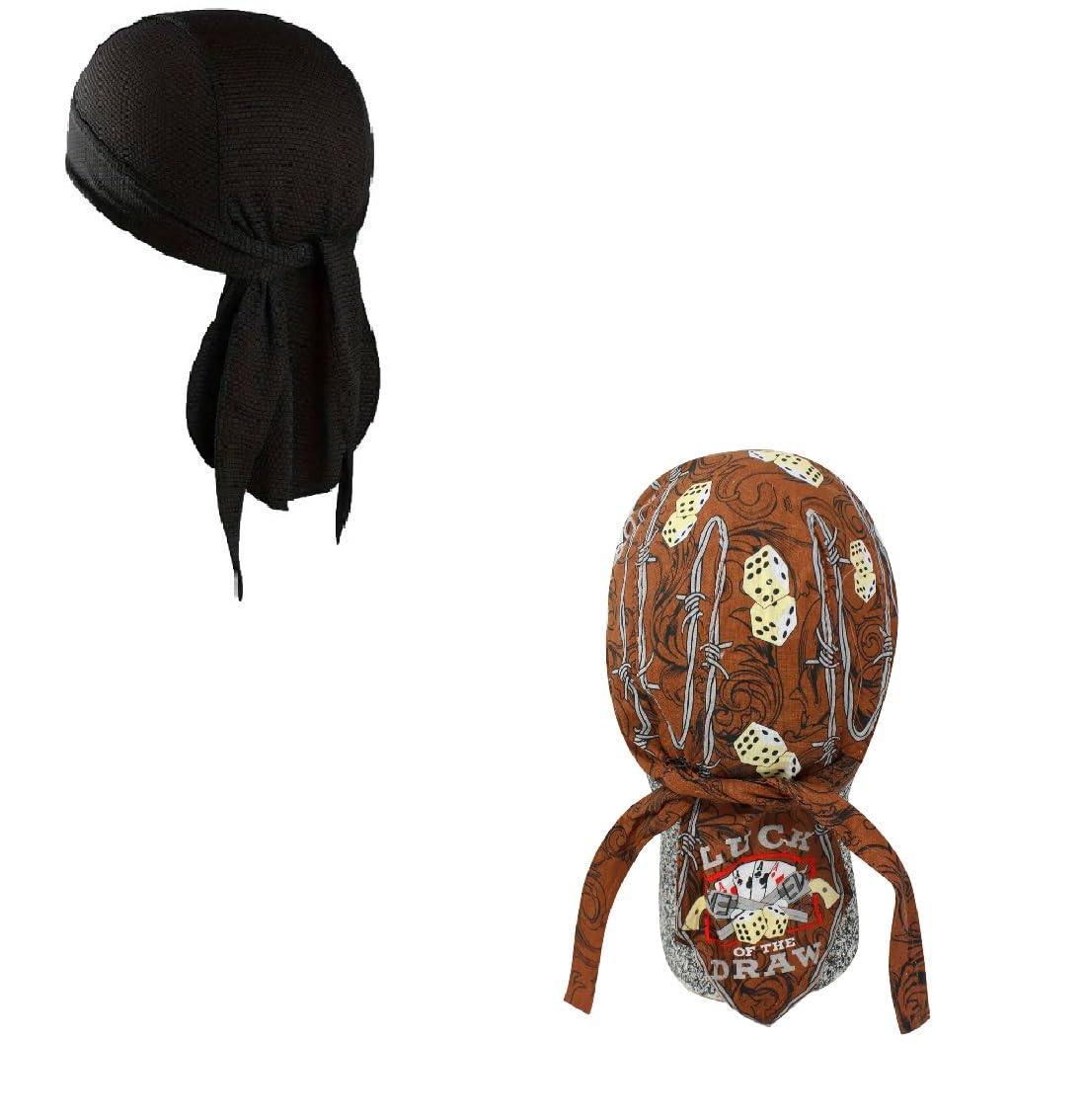 Headwrap Durag Doo Rag Skull Cap Lot or Set of 2 Classic Luck of The Draw Dice Cards