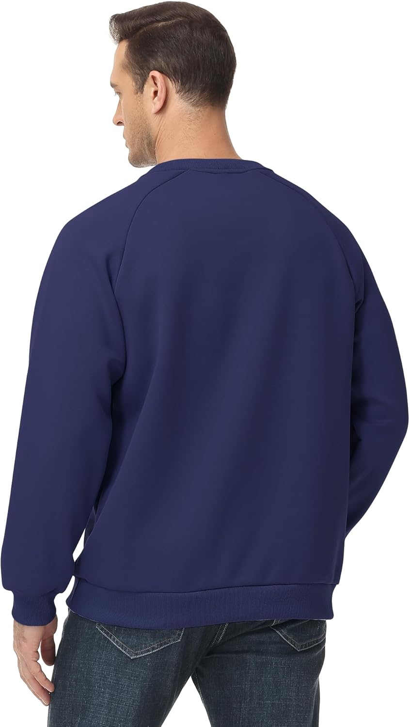 Men’s Crewneck Sweatshirt – Cotton Pullover, Solid Color Long Sleeve for Fall-Winter Comfort & Warmth - Image 2