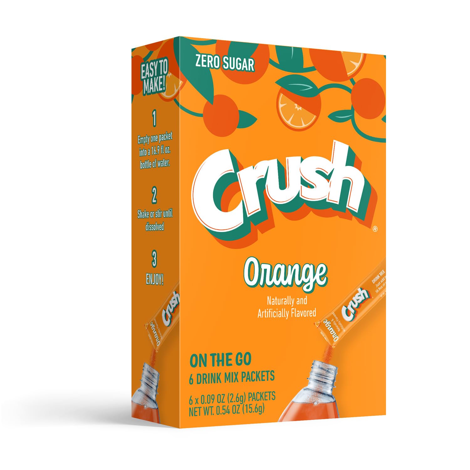 Crush Orange Singles to Go Sugar Free Powdered Drink Mix 6 Sachet 15.6g (0.54 OZ)