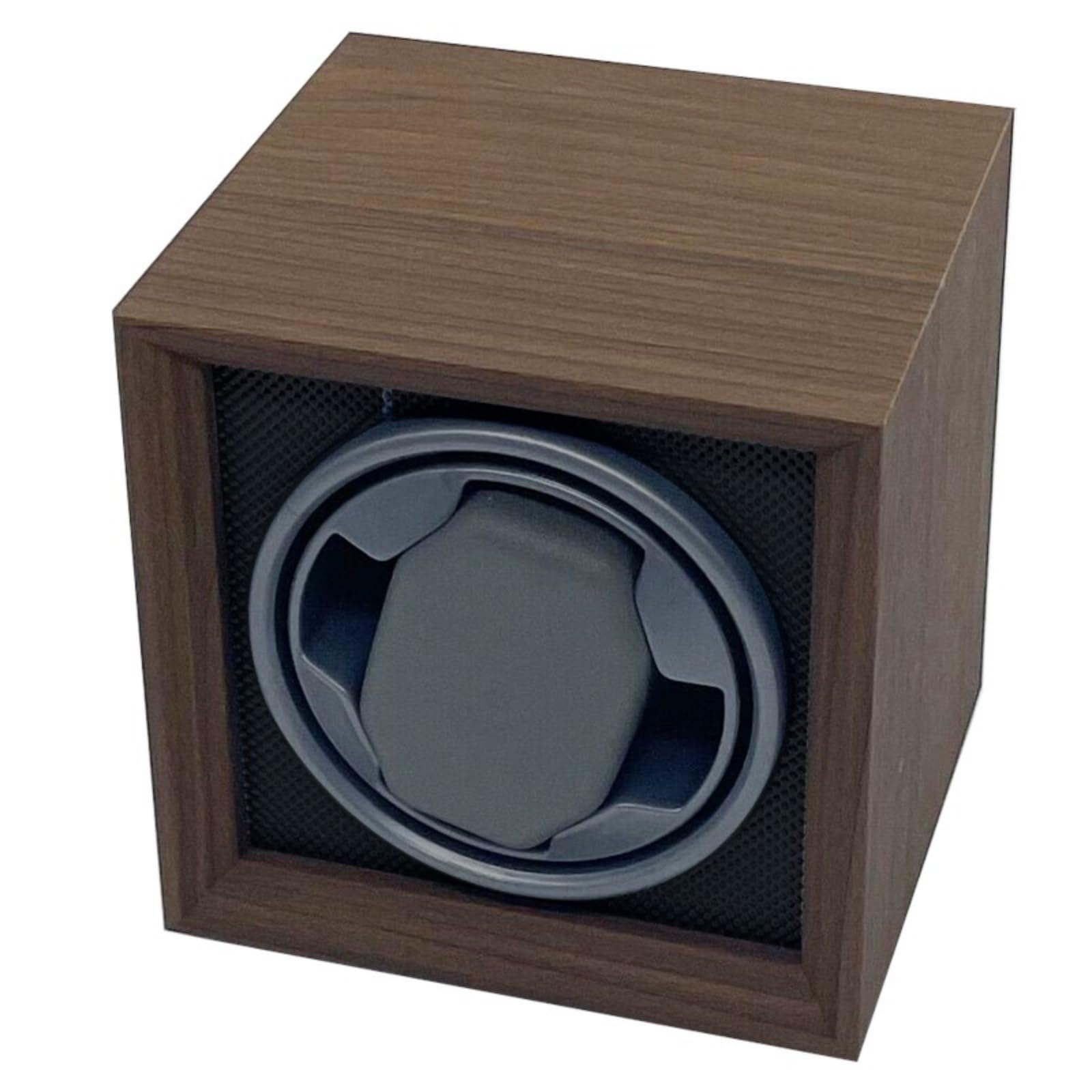 Uhrenbeweger Automatik Uhrenbeweger Uhrenbox Uhrenhalter Rotationsgehäuse mit Holzoptik Und Weichem Kissen, Außen Walnussholz + Innen Schwarz-Grau Gemischt