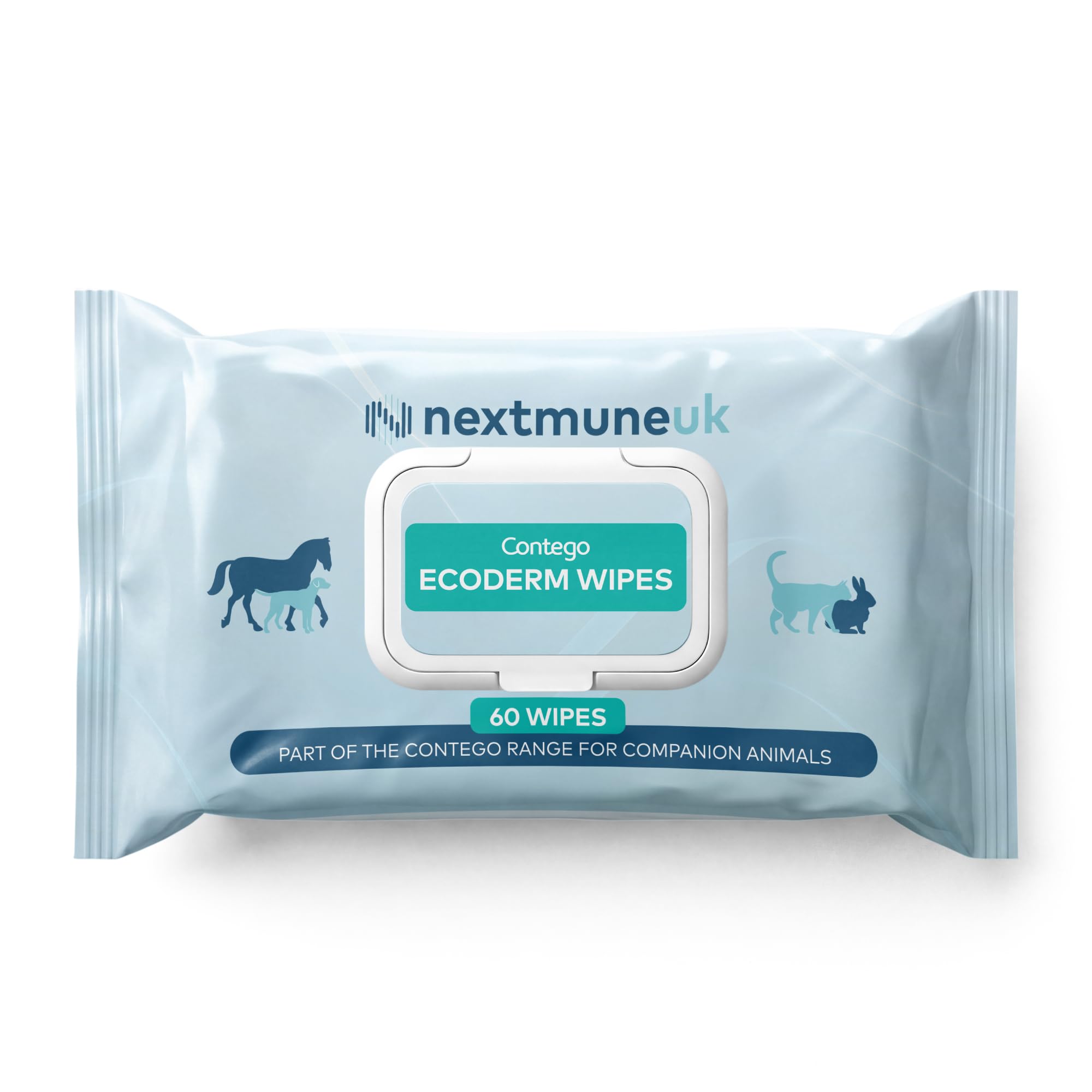 Contego Ecoderm Dog Cat & Horse Wipes, Cleansing Pet Wipes, 60 Pack