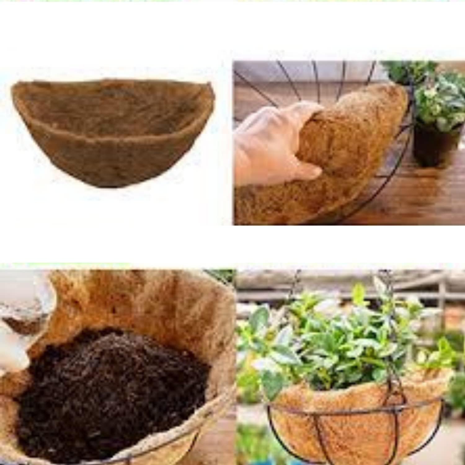 x2 Hanging basket coco liner 12inch, liner for plant pot, hanging