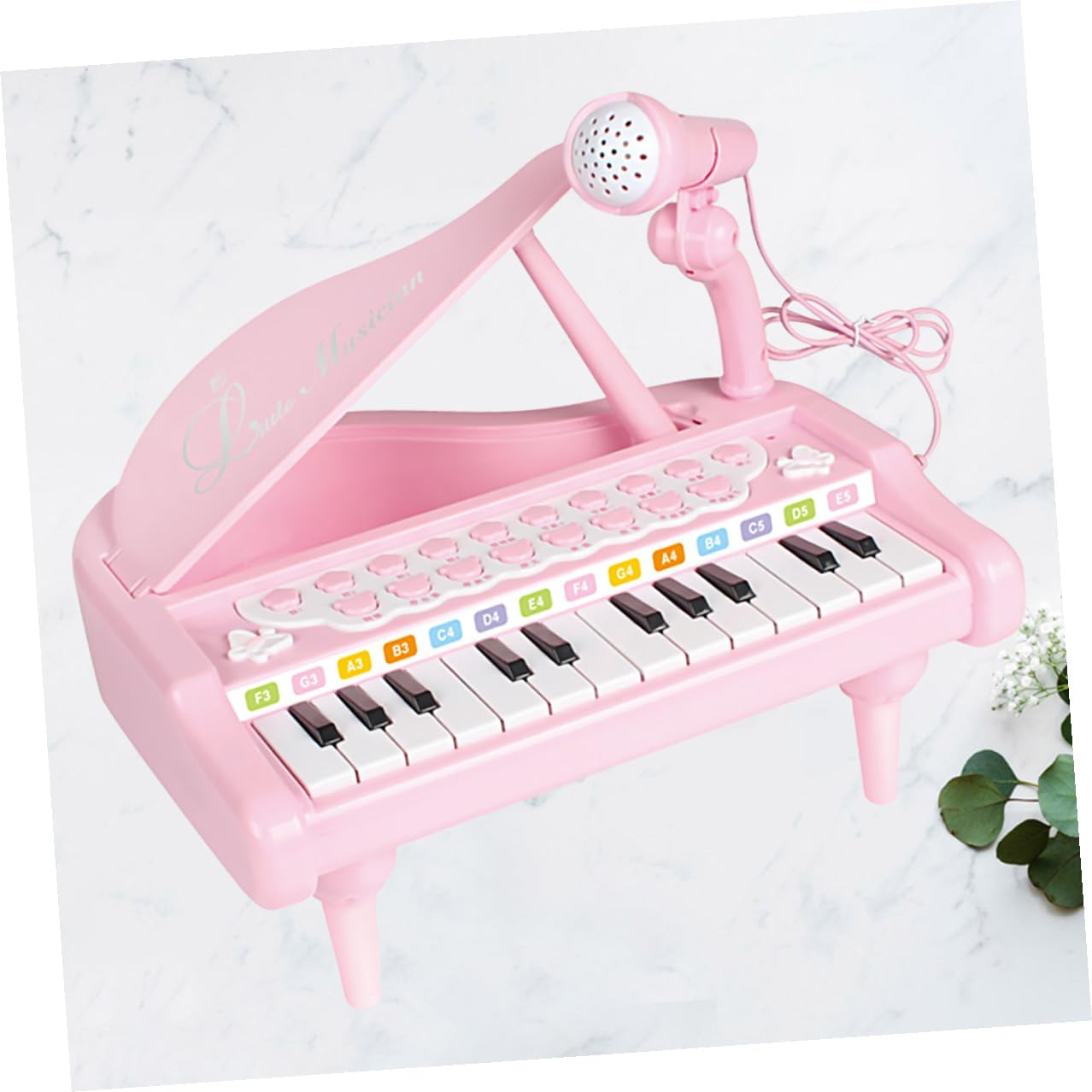 Pianola Elettronica Multifunzionale per Ragazzo Ragazza con Microfono, Tastiera Giocattolo in Plastica Rosa, Strumento Musicale Educativo per Scuola Media e Giochi