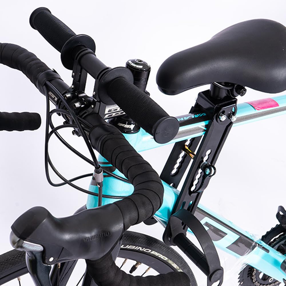 Siège avant et poignée de vélo absorbant les chocs pour enfants - Design en métal et caoutchouc - Accessoire de cyclisme en plein air - Assemblage facile - Noir