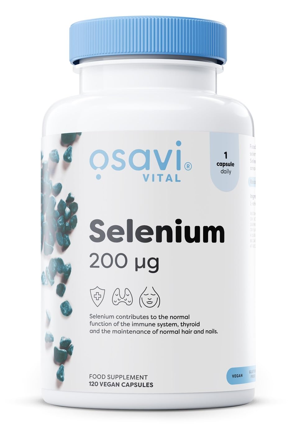 Selenium 200 μg – 120 Vegan Capsules | Highly Absorbable L–Selenomethionine | Supports Immune System, Thyroid Function & Normal Hair & Nails | Protects Cells from Oxidative Stress