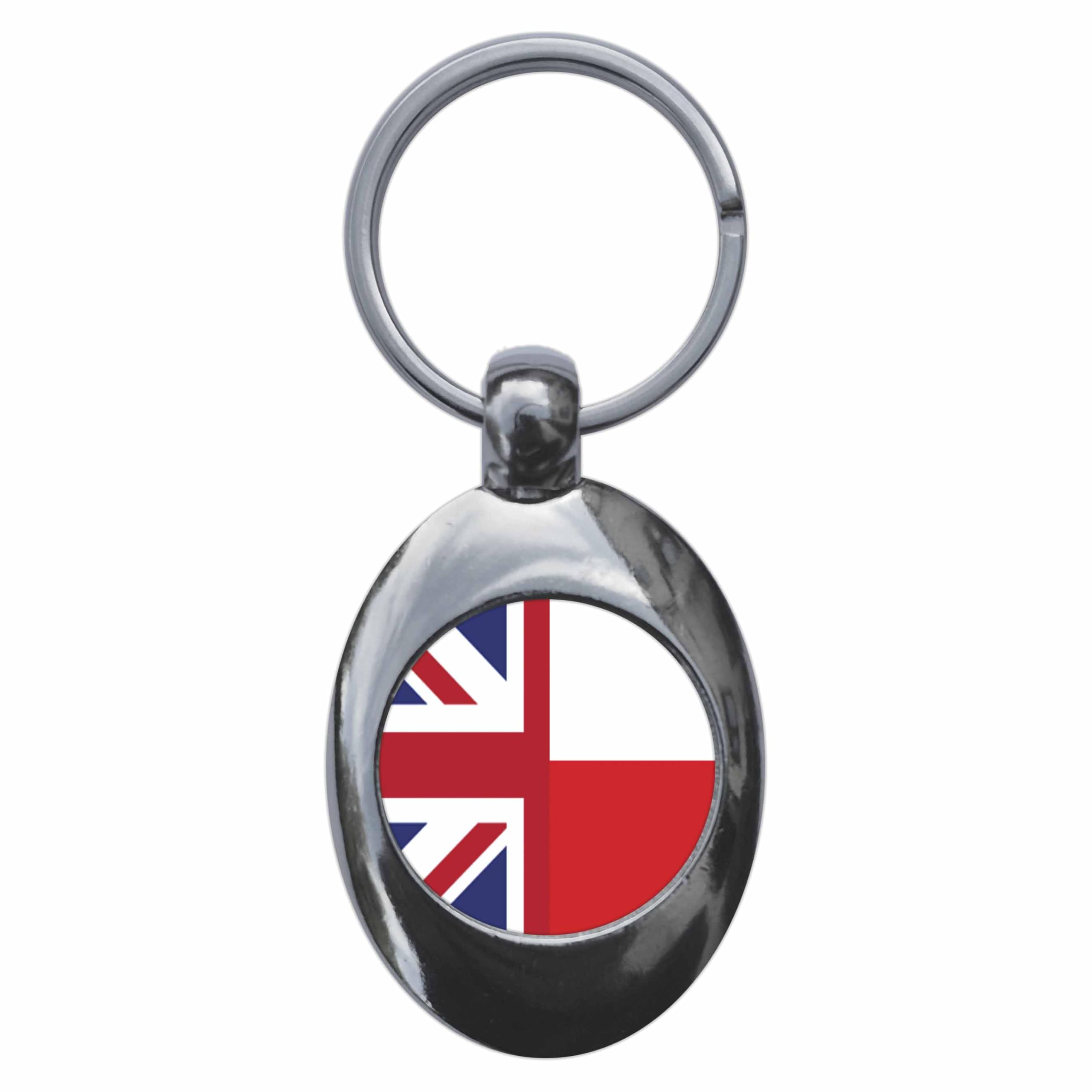 Ozorath United Kingdom Poland Split Flag Keyring Keychain Key Ring Chain With Trolley Coin