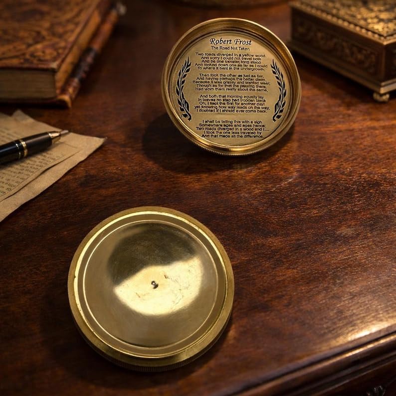Brújula Poema de Latón con Calendario de 100 Años Estilo Vintage Regalo Náutico 2 Pulgadas miniatura 2