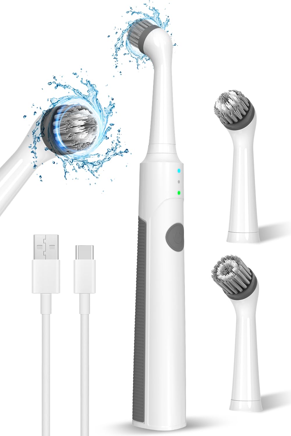 CLEAN EXPERT Electric ing Brush Power Scrubber: Sonic Electric Scrubber Rechargeable Electric Scrubbing Brush with 2 Spin Scrubber Heads, Easy 360 Grout ing Brush for Home Bathroom ing Tools