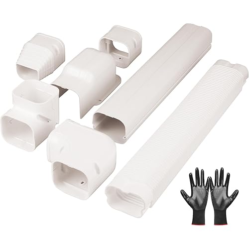 3" 10Ft Mini Split Line Set Cover Kit, Paintable Decorative PP Duct with Flexible Elbow for Mini Split, Central AC, HVAC & Heat Pump Systems, White