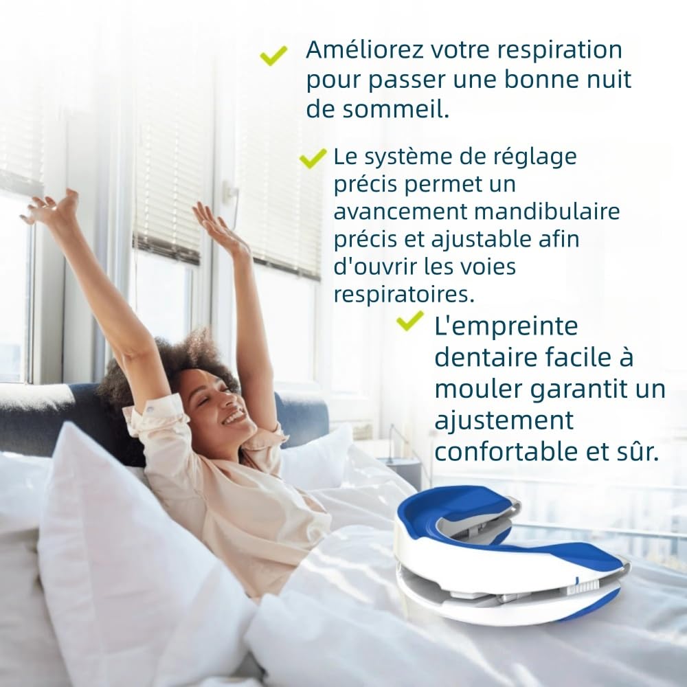 Silence dès la 1ère Nuit Dispositif anti-ronflement pour Hommes et Femmes dents améliore la respiration pendant,Compact et léger, il peut être transporté avec vous.