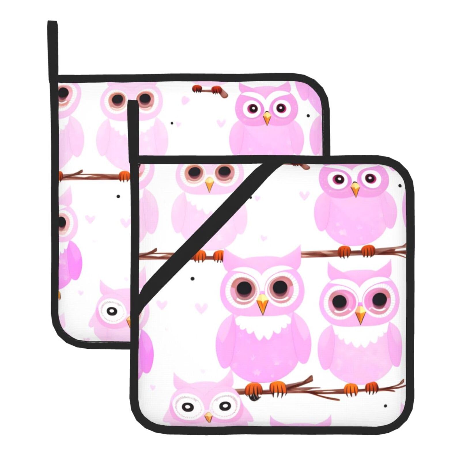 Cute owl Square Heat Resistant Trivet Set Thick and Durable for Baking Barbecue Cookware Oven