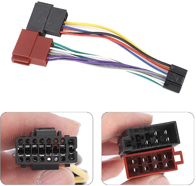 Car ISO Radio Adapter, 16 Pin ISO Wiring Harness Connector Adaptor Car Stereo Receiver Wire Harness Connector Kit Fits for Many Models