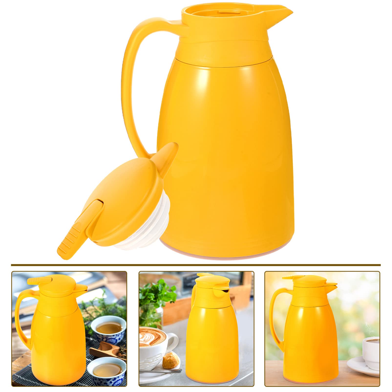 Bouteille Isolante 1000ml en Verre et Pp Jaune à Étanchéité