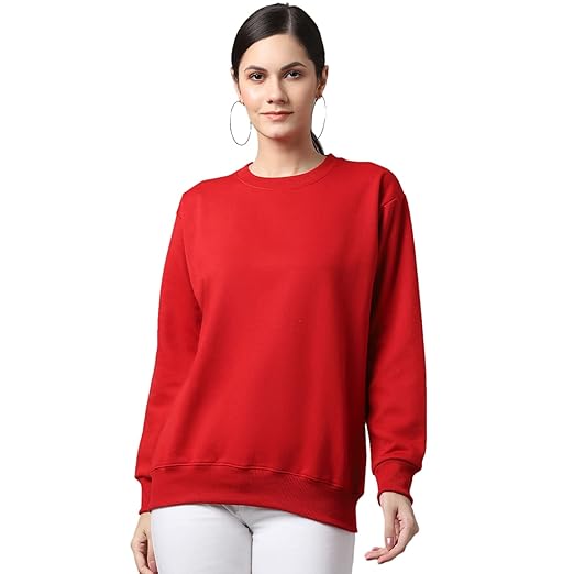 Fleece Round Neck Blue Sweatshirt for Women-SW_RRN