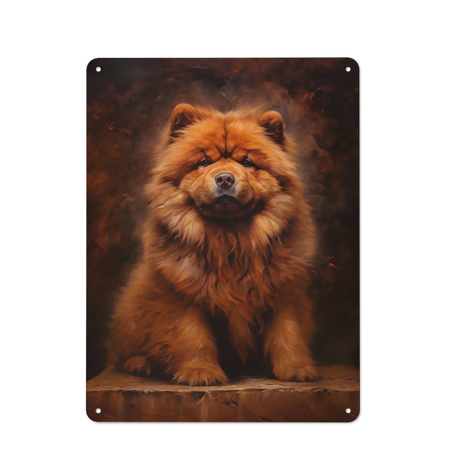 Junmoney Style-18 Metal Plaque 40X30cm With Chow Chow Dog For Hallway Wall, Rustic Decor, A Metal Wall Feature For Hallways And Entrance Areas