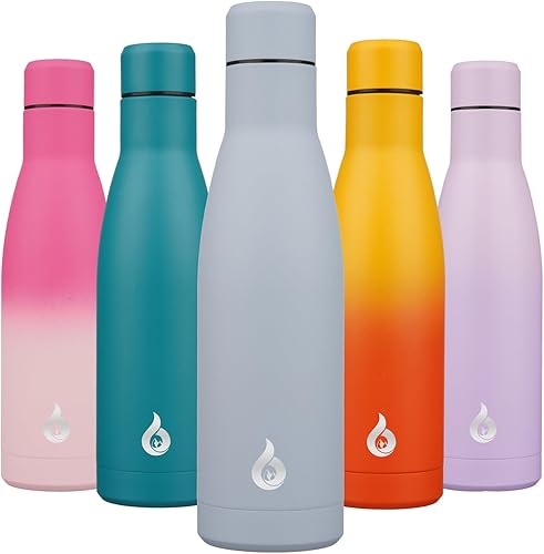 BJPKPK Botella de agua aislada de acero inoxidable de 17 onzas, apta para lavavajillas, de metal, térmica, mantiene el frío y el calor, gris niebla disponible en Yaxa Colombia