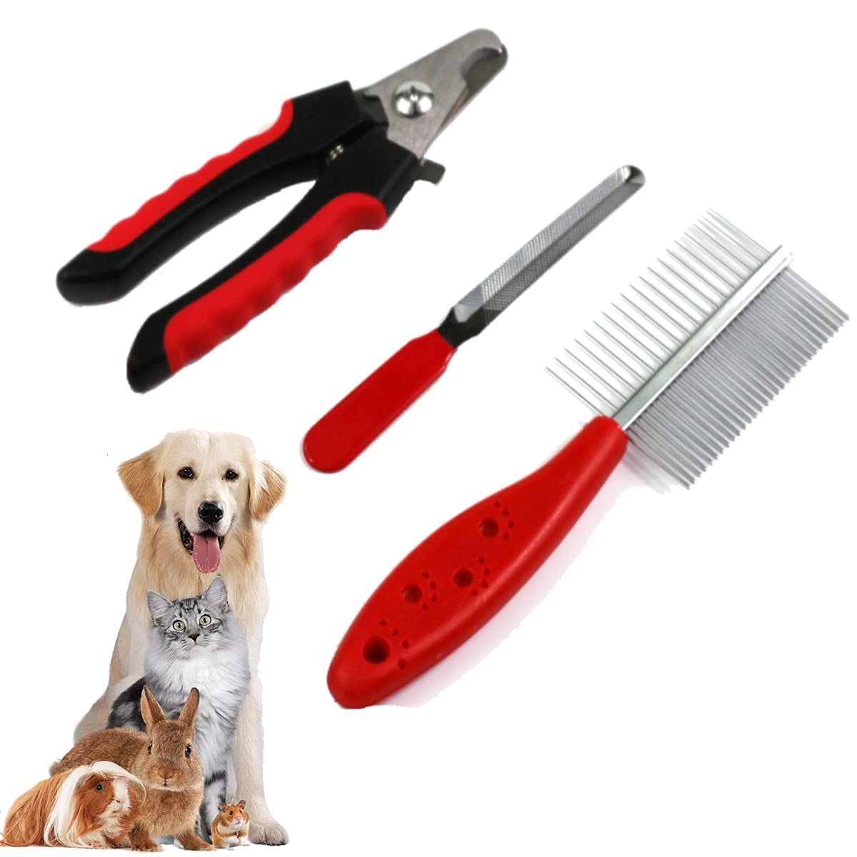 Sage Square Professional Grooming Combo for Dog, Puppy, Cat and Kitten - Dog Nail Clippers and Trimmer + Steel Double Side Comb for Small Medium Large Breeds (B0BGBKZQ89) Amazon Price History, Amazon Price Tracker