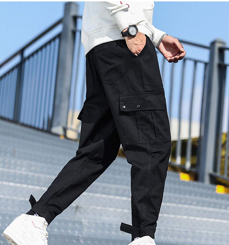 Spodnie bojówki dla mężczyzn młoda moda uliczna marchewki spodnie sportowe wygodne eleganckie klasyczne spodnie dresowe, Czarny, 3XL