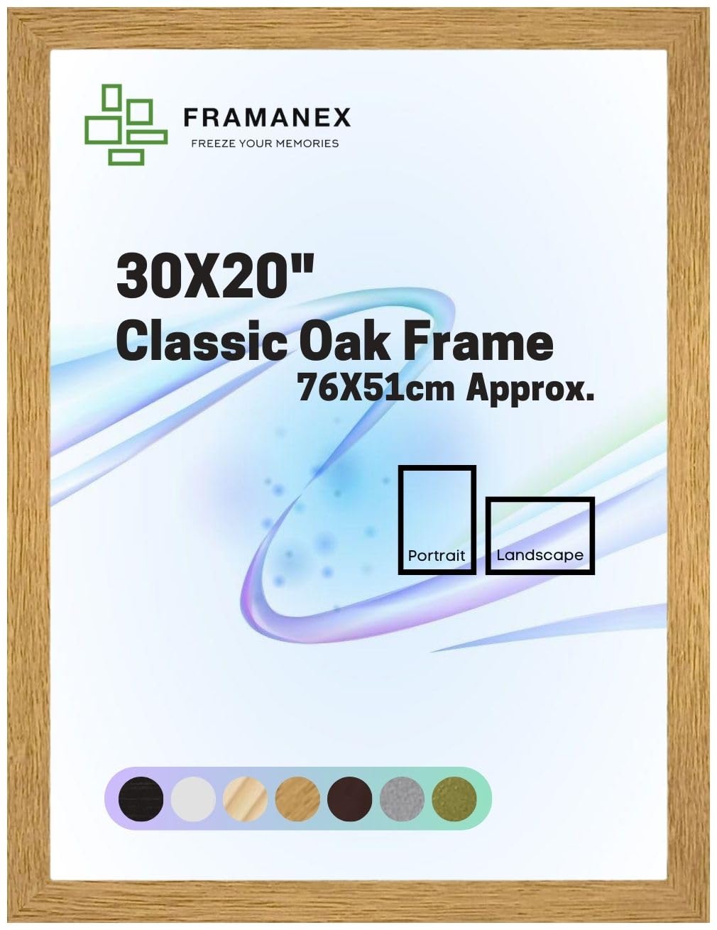 FRAMANEX Modern Dome Shape Frames | Oak Colour 30X20 Picture Photo Poster Frames | 20X30 Inch Rectangle Picture Frame | Beautify Your Walls with SD Mold Wood Finish Photo Frame