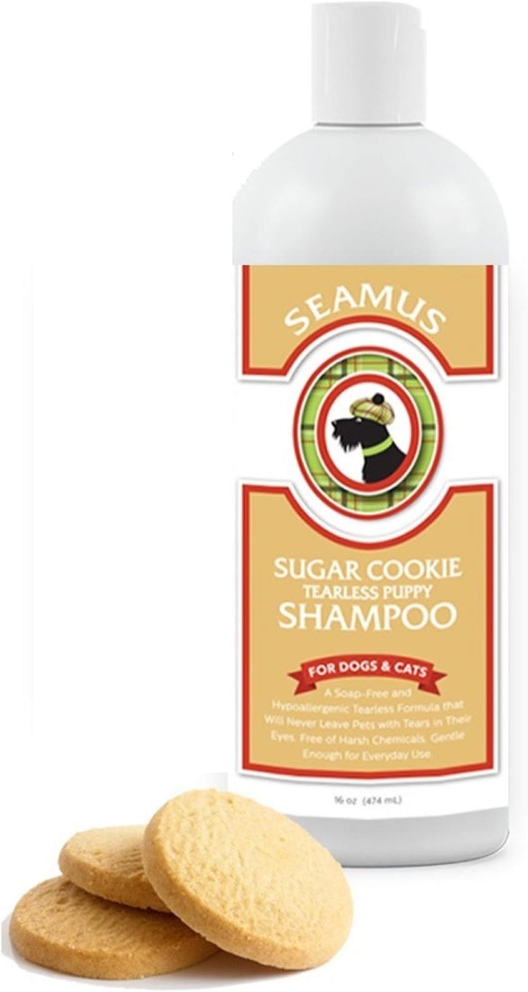 Seamus Sugar Cookie Tearless Puppy Shampoo โ Made from Tearless Baby Shampoo, soap-Free, Hypo-allergenic, Ideal for Sensitive Skin, Best Shampoo for Puppies, Dogs, Cats, Kittens and Horses