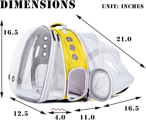 Miniatura 48 de Mochila polarizada doble expandible para gatos, adecuada para mascotas de hasta 20 libras, cápsula espacial expandible delantera y trasera