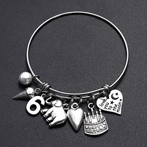 M MOOHAM 6th Birthday Bracelet Gifts for Girls, Six 6 Year Old Girls Gifts Birthday Charm Bracelet Little Girls Girls Toddler Daughter Granddaughter Girls Birthday Gifts Age 6 - Image 4