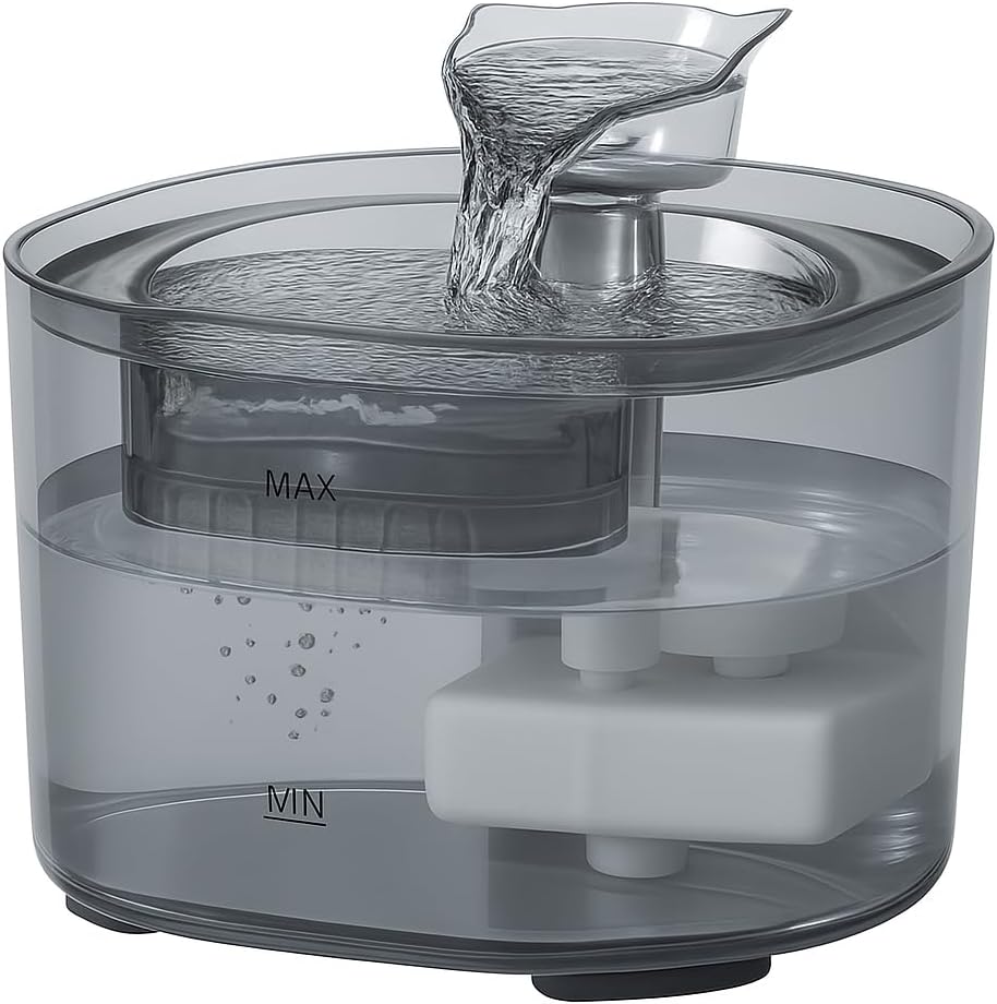 Bebedouro Para Gatos e Cães - Capacidade de 2,2 Litros, BiVolt (110/220), Filtro Removivel, Silencioso, Design Prime Black Fumê