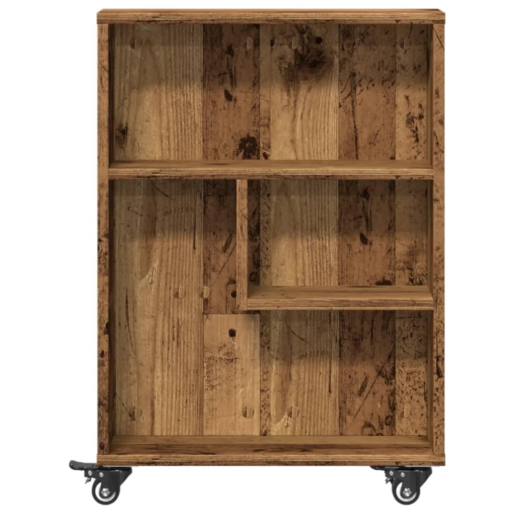 Carro de almacenamiento fino de madera envejecida (48 x 13 x 68 cm, con ruedas bloqueables, para carro de almacenamiento estrecho con ruedas giratorias y carro de cocina estrecho