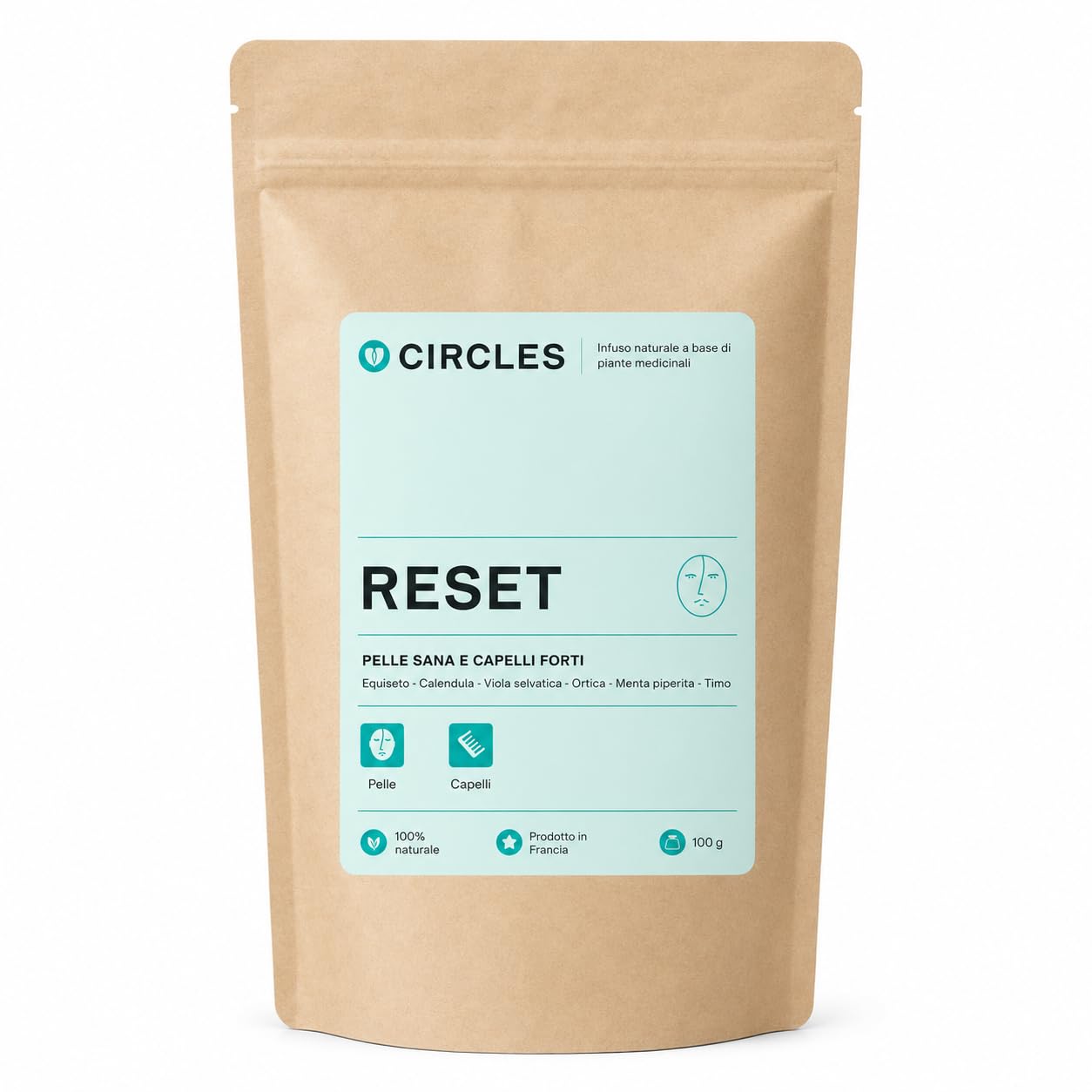 Circles RESET Infusione Bellezza Pelle & Capelli 100g | Equiseto Ortica Calendula Viola del Pensiero | Anti-Età | 100% Naturale Vegan | Made in France