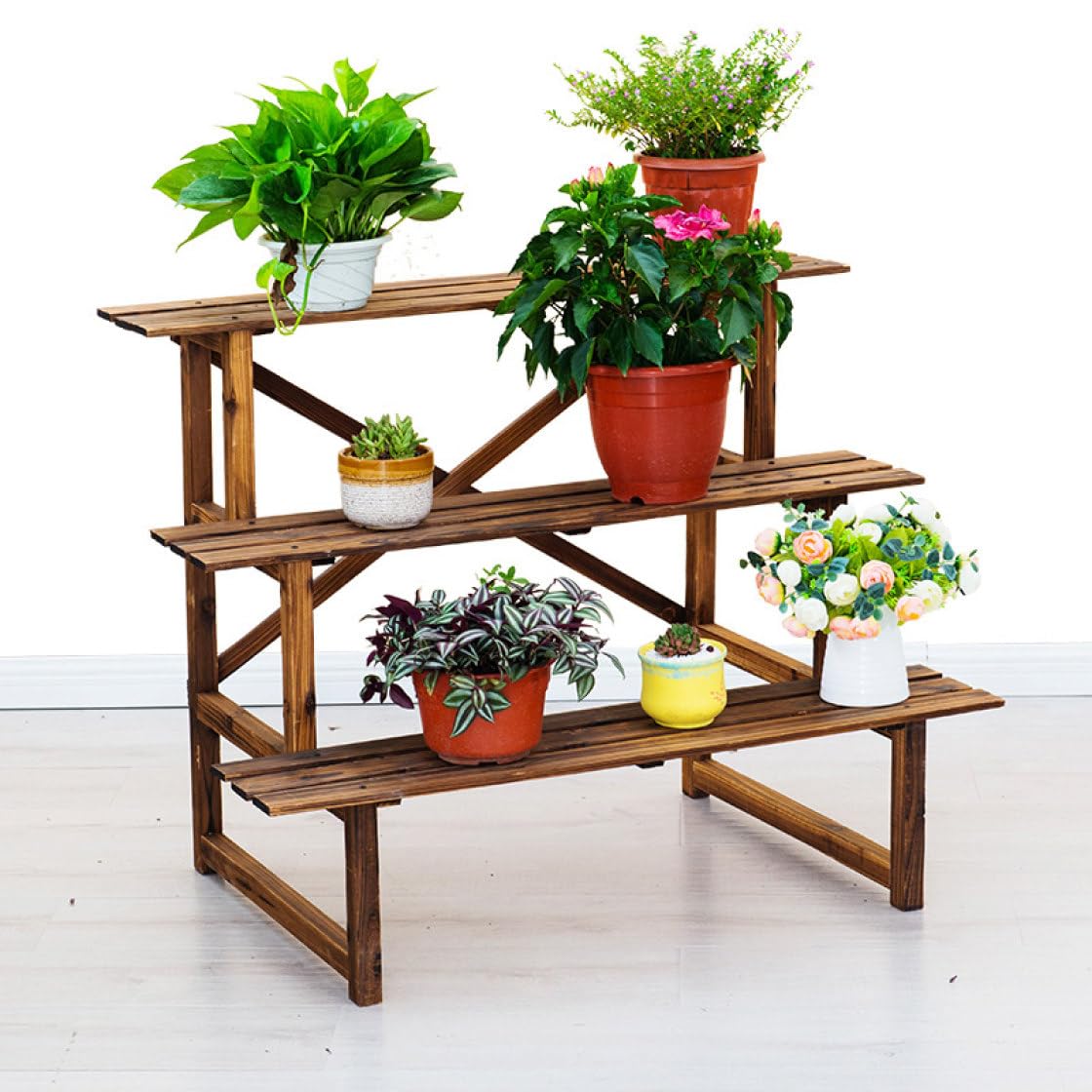 Amazon.co.jp: [GZGZ] フラワースタンド 花台 屋外 木製 カラー2