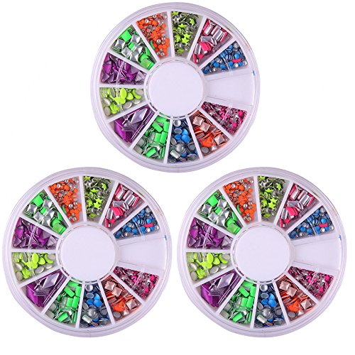 Polytree 3pcs Fashion Multi Shape Neon Nail Art Stud Rivet Metal Decoration