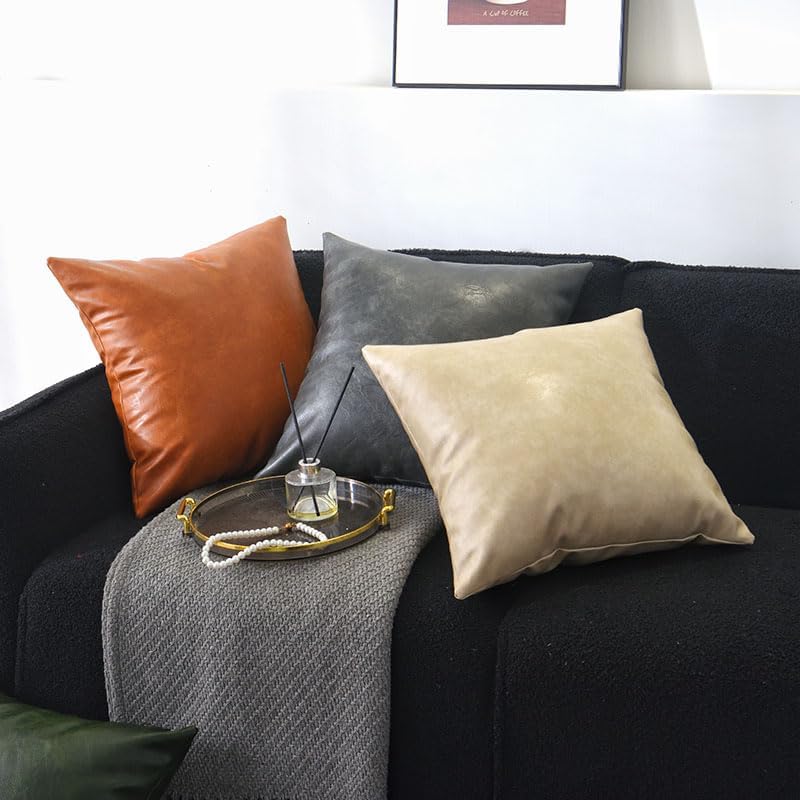 umeluckクッションカバー 北欧 おしゃれ 65*65cm無地 puレザー 防水 車 椅子 リビング インテリア飾り (インクグ