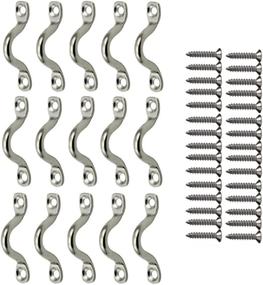 GDQLCNXB 15Pcs M5 316 Stainless Steel Bimini Boat Top PAD Eye, Eye Straps, Tie Down, Kayak Deck Loops, Tie Down Anchor Point, footman's Loop for Kayak Canoe Rigging