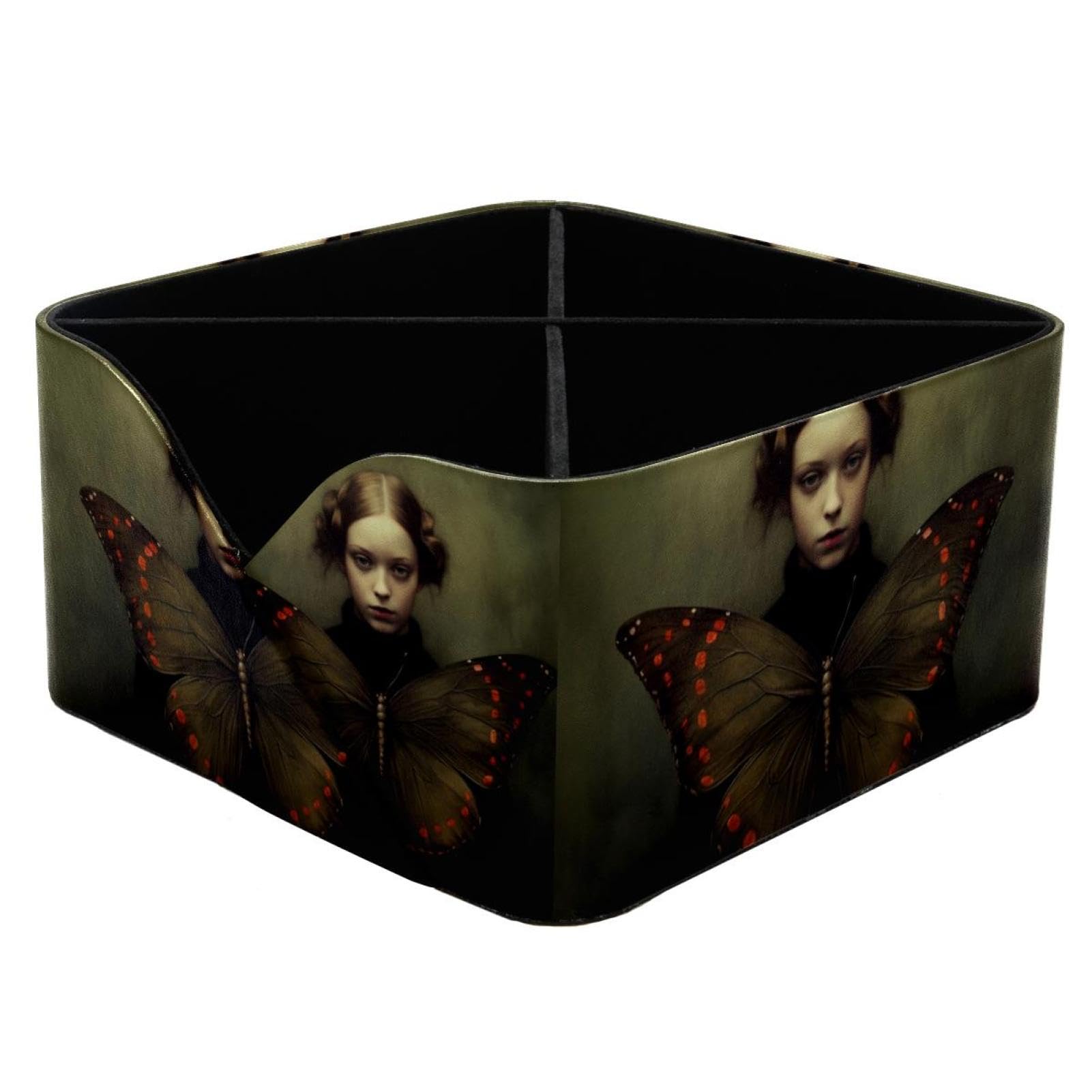 Porte-stylos rectangulaire à double compartiment motif papillon