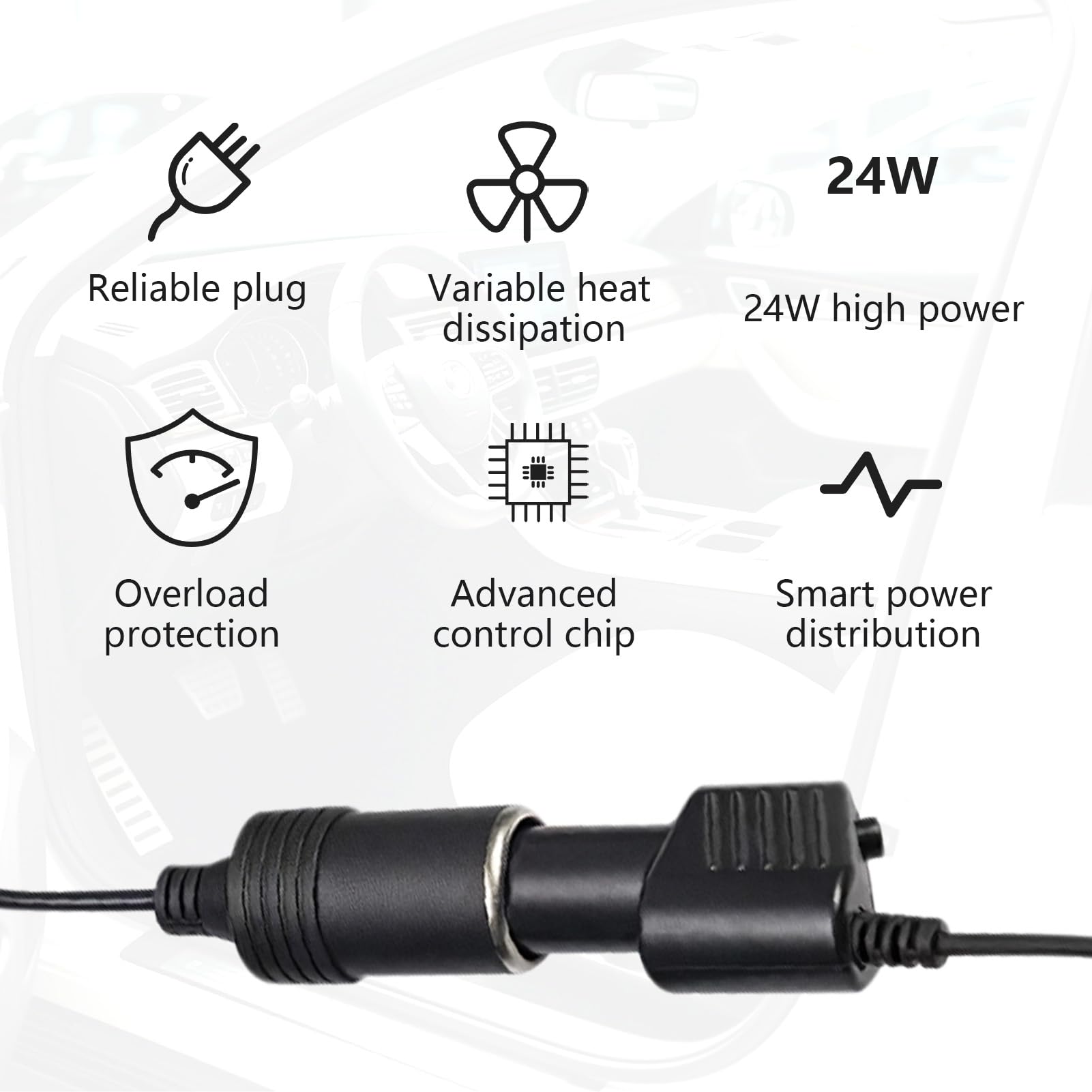 Car Plug Adapter 240V 2A AC Mains to 12V DC, Cars Power Inverters, Car Converter Socket Voltage, UK Plug Household Cigarette Lighter (Maximum Power 24W) — view 6