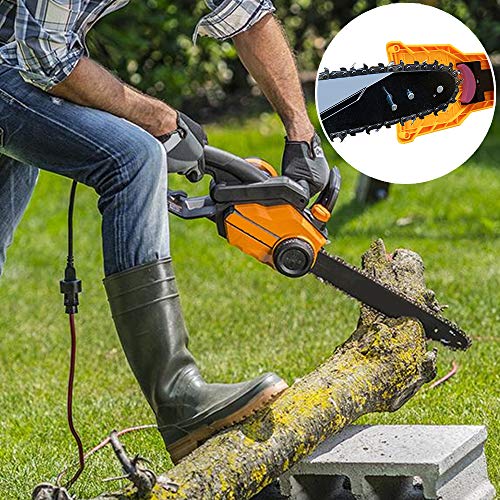 Electric Chainsaw Teeth Blade Sharpener - Chain Saw Blade Sharpener Fast Sharpening Stone Grinder Tools Bar Mounted Suitable for 14/16/18/20 Inch Two Holes Chain Saw Bar