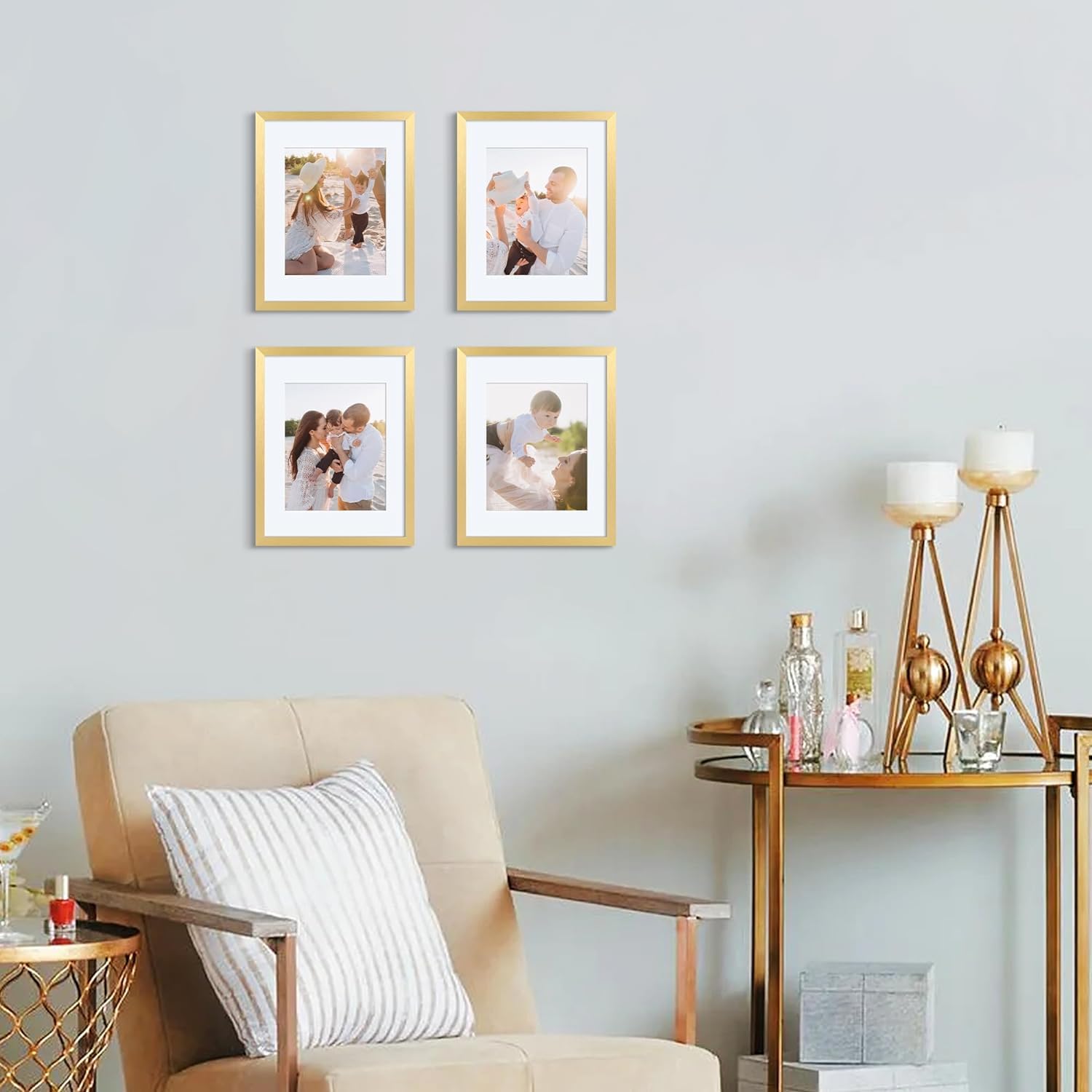 upsimples Cornice A3, Confezione da 3 Cornici portafoto Oro, Formato 29,7 x 42 cm, Con Supporto Orientamento Orizzontale o Verticale, Cornici per Ppuzzle, Parete, Poster, Diploma Universitario