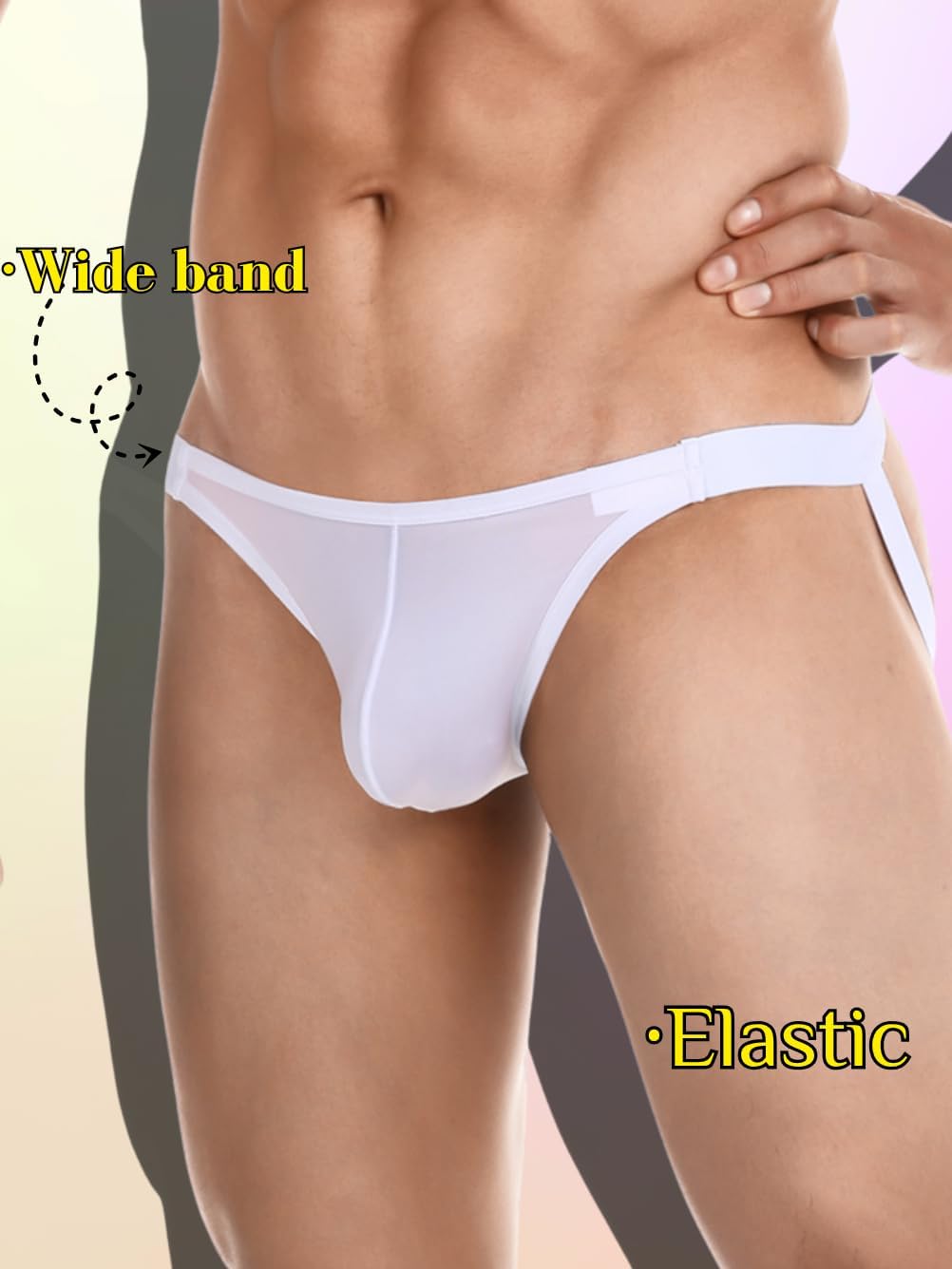Men's Sexy Ice Silk Underwear, Sheer Breathable Jock Straps, Low-Rise Thong Athletic Supporter - Image 4
