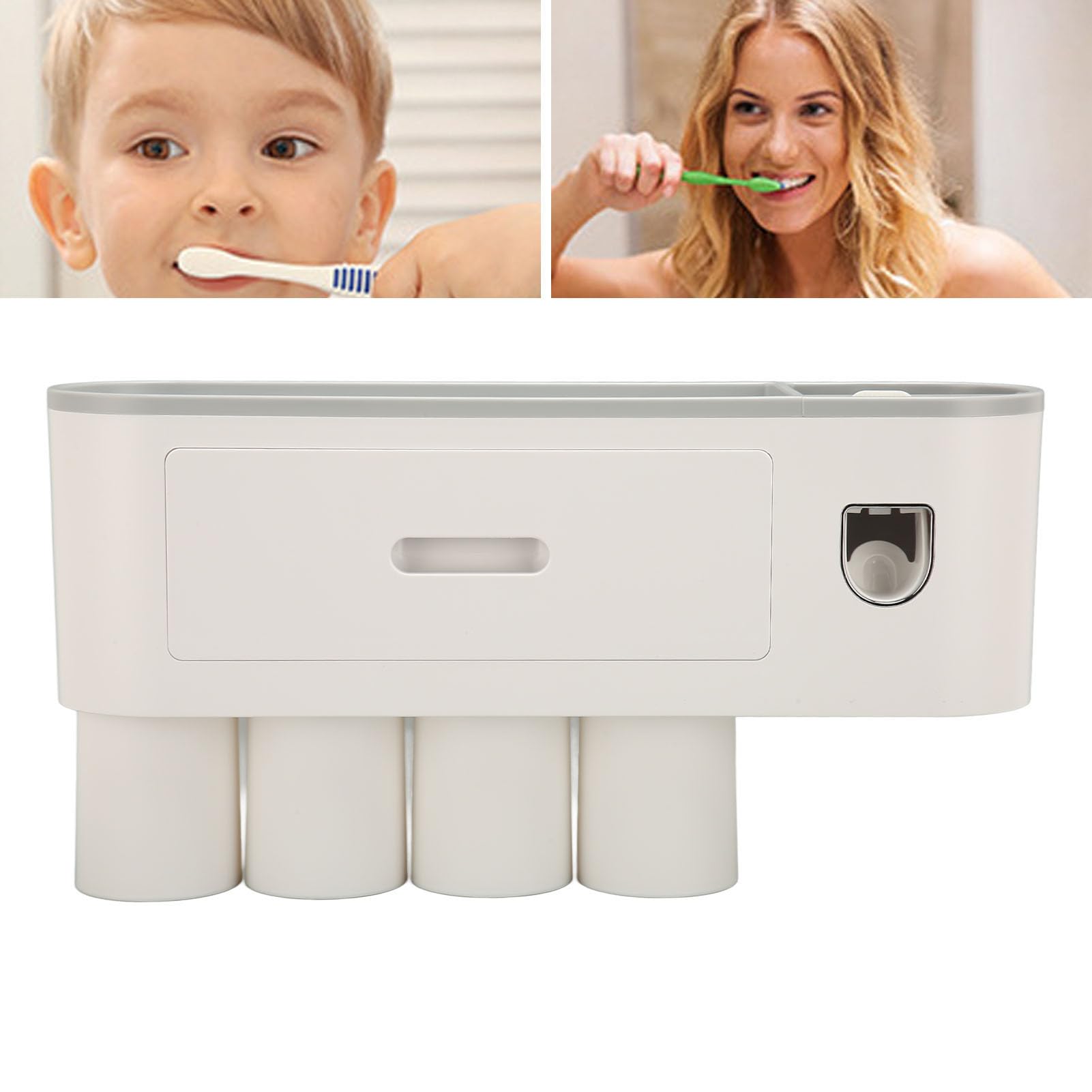 Portaspazzolino da denti poco ingombrante, con installazione senza trapano, organizer multifunzionale per accessorio da bagno (4 tazze)